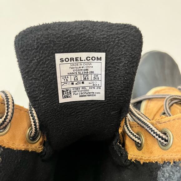 Sorel Duck Boot Size 7.5 Slimpack II Lace Up Brown Leather Gray Wool - Picture 12 of 15